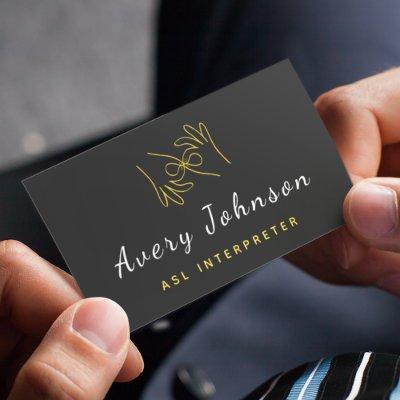 Yellow & Black ASL Interpreter Sign Language Hands