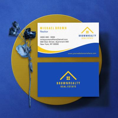 Yellow Blue Classy Roof and Window Logo Rent Home