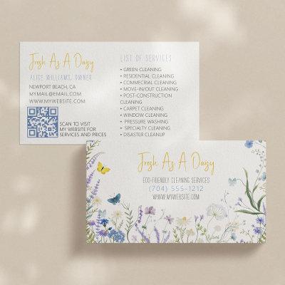 Yellow & Blue Watercolor Floral Script Cleaning