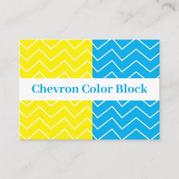 Yellow Blue White Chevron Color Block Pattern