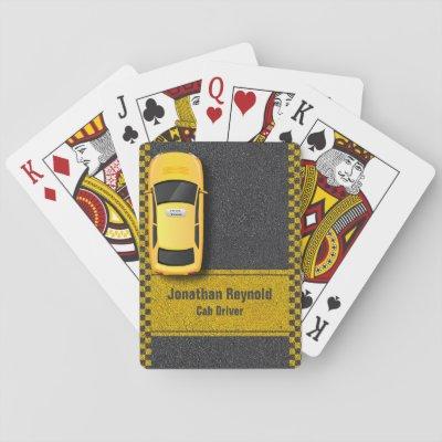 Yellow Business Cab Taxi Driver Service Playing Cards