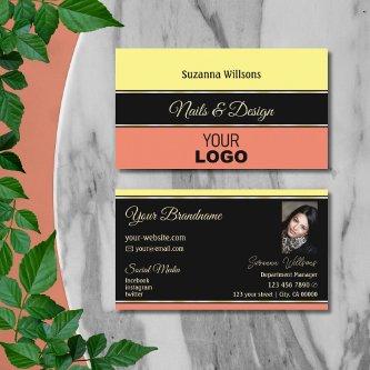 Yellow Coral Borders on Black with Logo and Photo
