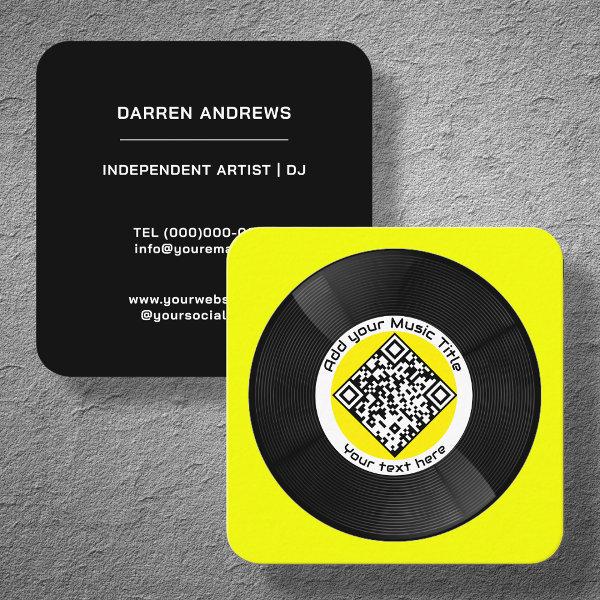 Yellow Customizable Music QR Code LP Vinyl |  Square