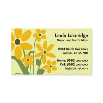 Yellow Flowers Mommy Contact  Info Card