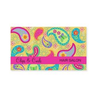 Yellow Fuchsia Pink Modern Paisley Whimsy Pattern