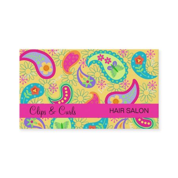 Yellow Fuchsia Pink Modern Paisley Whimsy Pattern