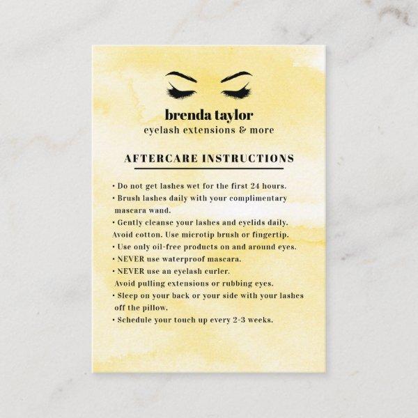 Yellow Glam Eyelash Browbar Aftercare Instructions