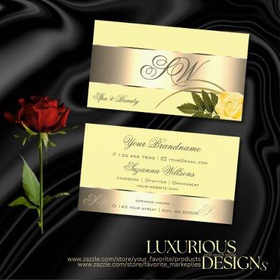 Yellow Gold Decor Cute Rose Flower with Monogram