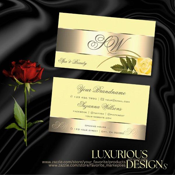 Yellow Gold Decor Cute Rose Flower with Monogram