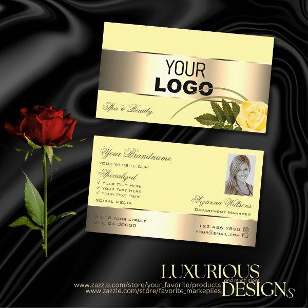 Yellow Gold Decor Rose Flower with Logo and Photo