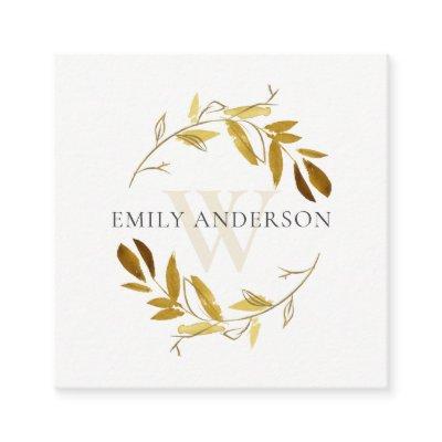 YELLOW GOLD FOLIAGE WATERCOLOR WREATH PROFESSIONAL SQUARE