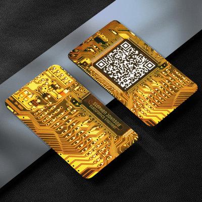 Yellow Gold Printed Circuit Board Custom QR Code