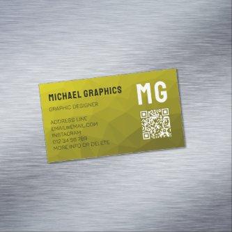 Yellow gradient geometric mesh pattern QR code  Magnet
