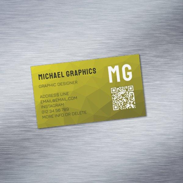 Yellow gradient geometric mesh pattern QR code  Magnet