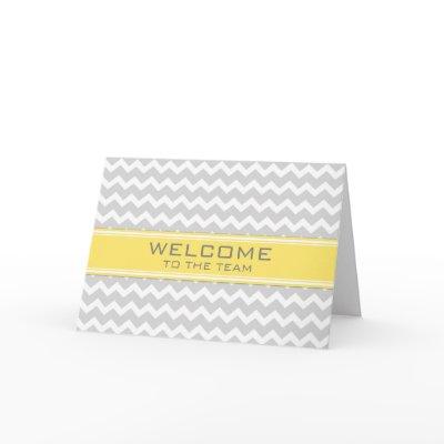 Yellow Gray Chevron Employee Welcome to the Team Card