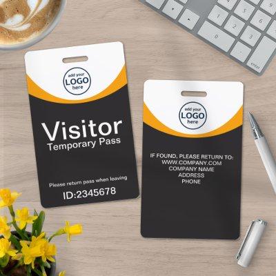 Yellow Gray Corporate Visitor Pass ID Custom Logo  Badge