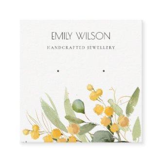 Yellow Green Gold Wattle Foliage Earring Display Square