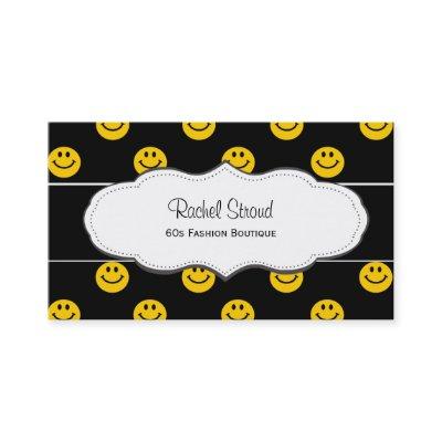 Yellow Happy Face Pattern Black