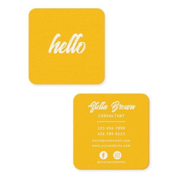 Yellow Hello Chic Bold Text Square