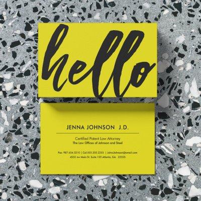 Yellow Hello | Fancy Script Sunshine Yellow