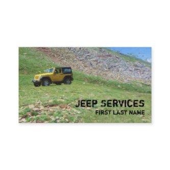 Yellow Jeep services spring scene