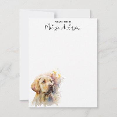 Yellow Labrador Retriever Cute Dog Watercolor  Note Card
