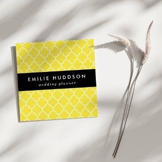 Yellow Latticework, Quatrefoil, Moroccan Trellis Square