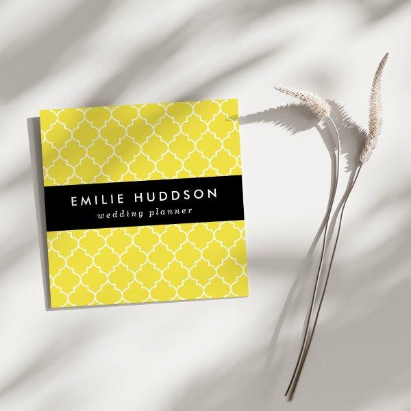 Yellow Latticework, Quatrefoil, Moroccan Trellis Square