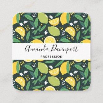 Yellow Lemon and Green Lime Fruit Food Pattern Square