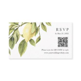 Yellow Lemon leaves Wedding  RSVP Online QR CODE