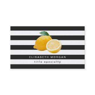 Yellow Lemon Logo with Classic Black White Stripes