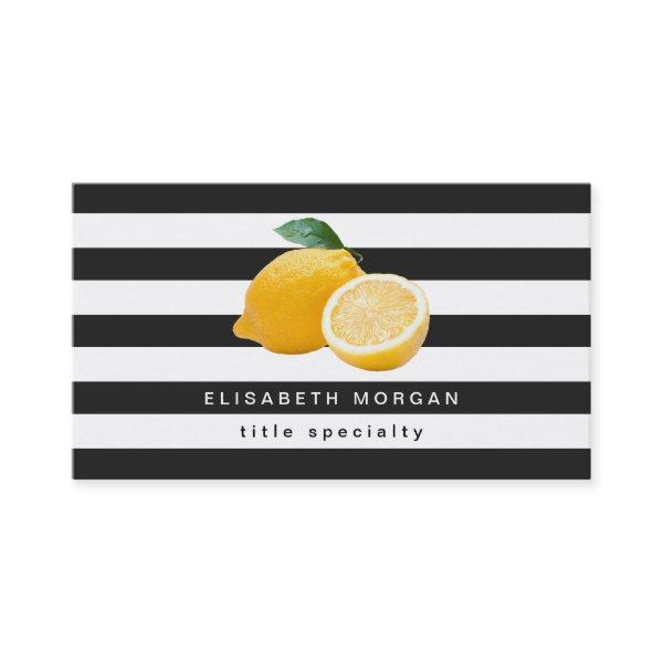 Yellow Lemon Logo with Classic Black White Stripes