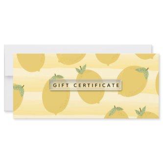 Yellow Lemons Summer Fruit Bright Gift Certificate