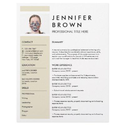 Yellow Minimal resume cv with photography