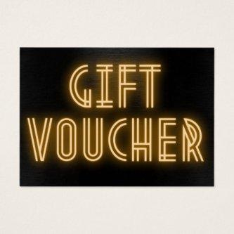 Yellow Neon Sign Art Deco Gift Voucher