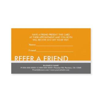 Yellow orange gray simple refer a friend cards