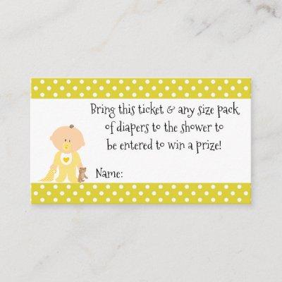 Yellow Polka Dot Baby Shower Diaper Raffle Ticket