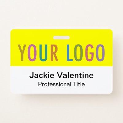 Yellow PVC Name Badge Horizontal Logo Work ID Tag
