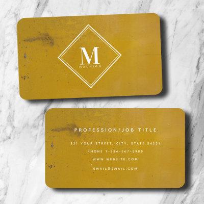 Yellow Rust Metallic Texture Monogram Initial