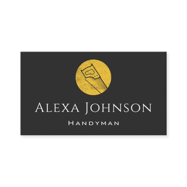 Yellow Saw Grunge Logo Handyman Tool Carpentry