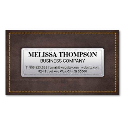 Yellow Seems | Brown Leather Texture  Magnet