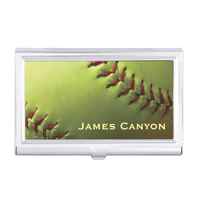 Yellow Softball Personalized Company or Your Name Holder