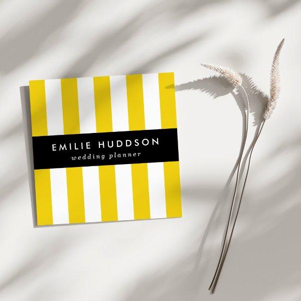 Yellow Stripes, White Stripes, Striped Pattern Square