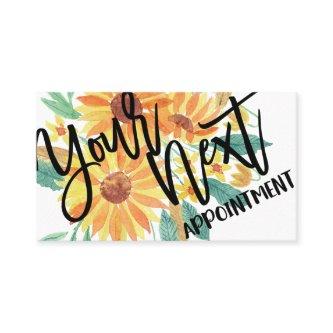 Yellow Summer Sunflower Watercolor Appointment Card