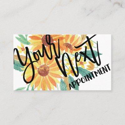 Yellow Summer Sunflower Watercolor Appointment Card