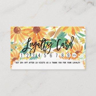 Yellow Summer Sunflower Watercolor Loyalty Card