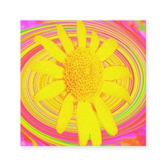 Yellow Sunflower on a Psychedelic Swirl Discount Card