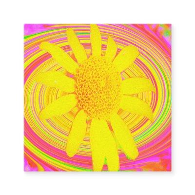 Yellow Sunflower on a Psychedelic Swirl Discount Card