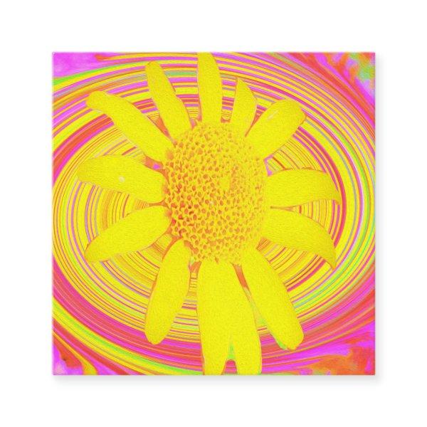 Yellow Sunflower on a Psychedelic Swirl Discount Card