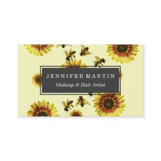 Yellow Sunflowers and Honey Bees Summer Pattern